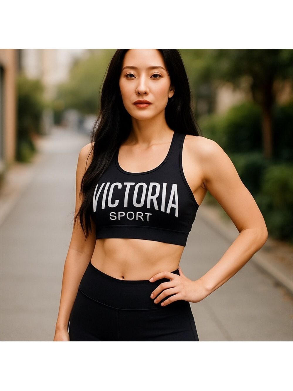 WOMEN’S VICTORIA’S SECRET SPORT BLACK & WHITE LOGO RACER BACK SPORTS BRA SIZE XS